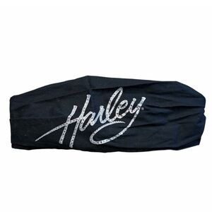 Harley Black Headband with Silver Rhinestone Logo